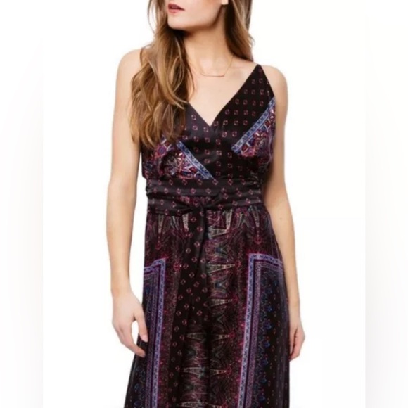 Free People Purple & Black Paisley Bandana Wide Leg Jumpsuit Size 2 - Picture 6 of 17